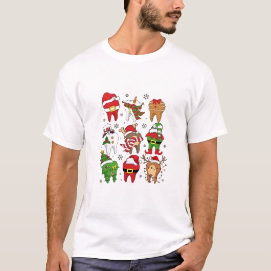 Schattigee Kerst Tandheelkundige Tekens Leuke vaka T-shirt (Voorkant)