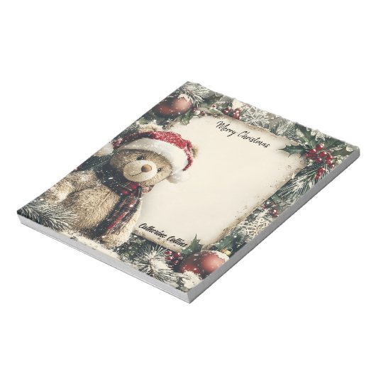Schattigee Kerst Teddy Bear Design - Feestelijk en Notitieblok (Linkerzijde)