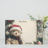 Schattigee Kerst Teddy Bear Illustratie Ontwerp Briefpapier (Staand voorkant)
