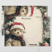 Schattigee Kerst Teddy Bear Illustratie Ontwerp Briefpapier (Voorkant / Achterkant)