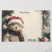 Schattigee Kerst Teddy Bear Illustratie Ontwerp Briefpapier (Voorkant)