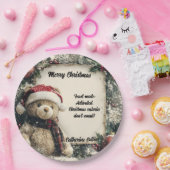 Schattigee Kerst Teddy Bear Illustratie Ontwerp Papieren Bordje (Feest)
