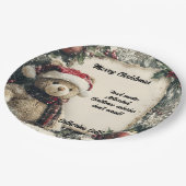 Schattigee Kerst Teddy Bear Illustratie Ontwerp Papieren Bordje (Gekanteld)