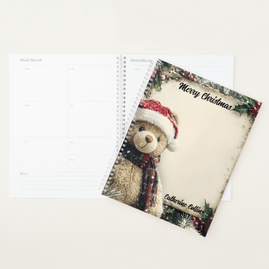 Schattigee Kerst Teddy Bear Illustratie Ontwerp Planner (Display)