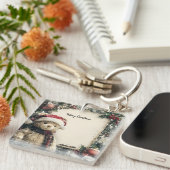 Schattigee Kerst Teddy Bear Illustratie Ontwerp Sleutelhanger (Voorkant Rechts)