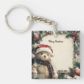 Schattigee Kerst Teddy Bear Illustratie Ontwerp Sleutelhanger (voorkant)