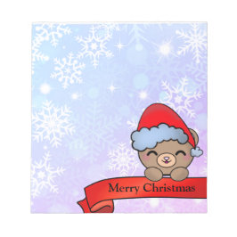 Schattigee Kerst Teddy Bear met Sneeuwvlokken Notitieblok