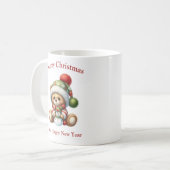 Schattigee kerst teddybeer knuffel sneeuwpop maret koffiemok (Voorkant links)