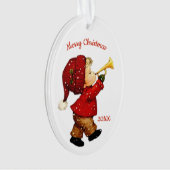 Schattigee Kerst Tot Boy met Hoorn Acryl Ornament (voorkant)