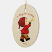 Schattigee kerst tot boy met hoorn Ornament (Links)