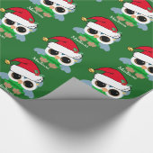 Schattigee Kerst Uil Custom Groen Cadeaupapier (Hoek)