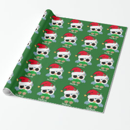 Schattigee Kerst Uil Custom Groen Cadeaupapier