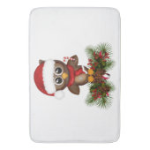 Schattigee kerst uil op dennentak badmat (Voorkant Verticaal)