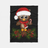 Schattigee kerst uil op dennentak fleece deken (Voorkant)