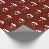 Schattigee kerst uil op dennentak inpakpapier (Hoek)