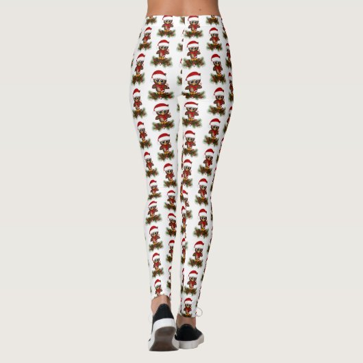 Schattigee kerst uil op Pine Branch Leggings (Achterkant)
