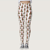 Schattigee kerst uil op Pine Branch Leggings (Voorkant)