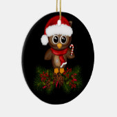 Schattigee kerst uil op Pine Branch Ornament (Rechts)