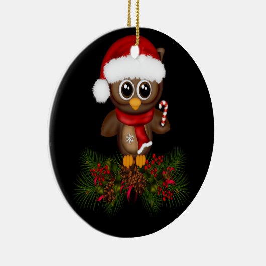 Schattigee kerst uil op Pine Branch Ornament (Rechts)