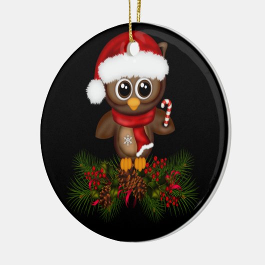 Schattigee kerst uil op Pine Branch Ornament (Links)