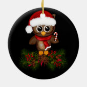 Schattigee kerst uil op Pine Branch Ornament (Achterkant)