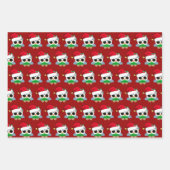 Schattigee kerst Uil Rood Inpakpapier Vel (Voorkant 3)