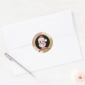 Schattigee kerst Uil Roos Gouden Glitter Ronde Sticker (Envelop)