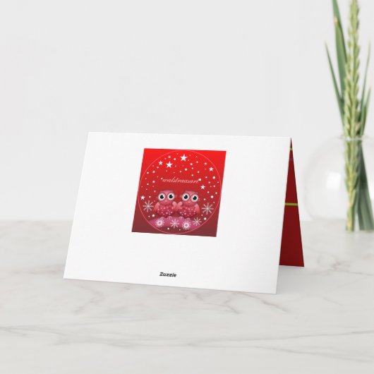 Schattigee kerst uilen & aangepaste tekstkaart feestdagen kaart (Achterkant)
