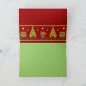 Schattigee kerst uilen & aangepaste tekstkaart feestdagen kaart (Binnen)