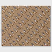 Schattigee kerst vakantie koffie gnoom cadeaupapier (Vlak)