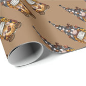 Schattigee kerst vakantie koffie gnoom cadeaupapier (Rol Hoek)