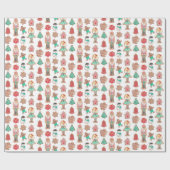 Schattigee kerst vakantie notenkraker koekjes cadeaupapier (Vlak)