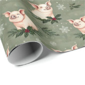 Schattigee Kerst Varken Flat Sheet Holiday Wrap Cadeaupapier (Rol Hoek)