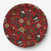Schattigee Kerst Voedsel Patroon Papier Borden in Papieren Bordje (Voorkant)