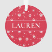 Schattigee kerst Voeg naam sneeuwvlokken rood Ornament (achterkant)
