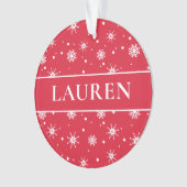 Schattigee kerst Voeg naam sneeuwvlokken rood Ornament (voorkant)