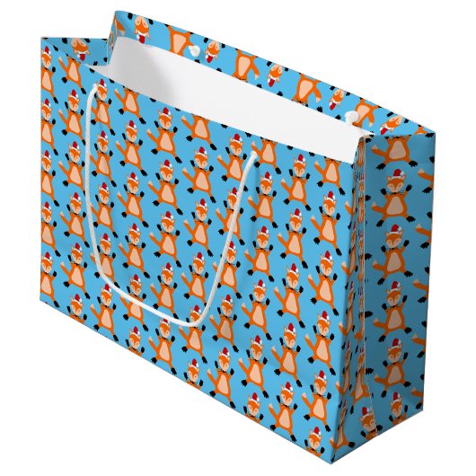 Schattigee kerst vos patroon groot cadeauzakje (Voorkant Gekanteld)