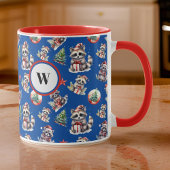 Schattigee kerst wasberen met geschenken sneeuwbol mok