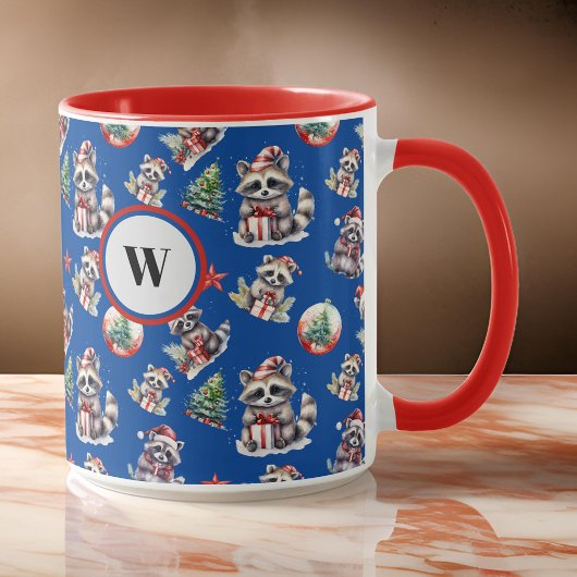 Schattigee kerst wasberen met geschenken sneeuwbol mok