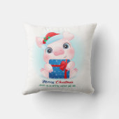 Schattigee Kerst Waterverf Baby Varken Kwekerij Kussen (Achterkant)