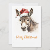 Schattigee Kerst Waterverf Ezel Feestdagenkaart (Voorkant)