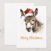 Schattigee Kerst Waterverf Ezel Feestdagenkaart (Voorkant / Achterkant)