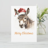 Schattigee Kerst Waterverf Ezel Feestdagenkaart (Staand voorkant)