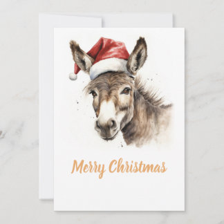 Schattigee Kerst Waterverf Ezel Feestdagenkaart