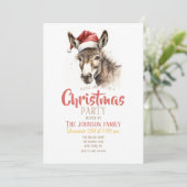 Schattigee Kerst Waterverf Ezel Kaart (Staand voorkant)