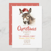 Schattigee Kerst Waterverf Ezel Kaart (Voorkant / Achterkant)