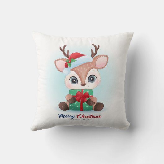 Schattigee Kerst Waterverf Herten Kwekerij Kussen (Achterkant)