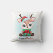 Schattigee Kerst Waterverf Herten Kwekerij Kussen (Voorkant)