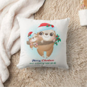 Schattigee Kerst Waterverf Mama & Baby Sloth Kweke Kussen (Deken)