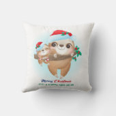 Schattigee Kerst Waterverf Mama & Baby Sloth Kweke Kussen (Achterkant)